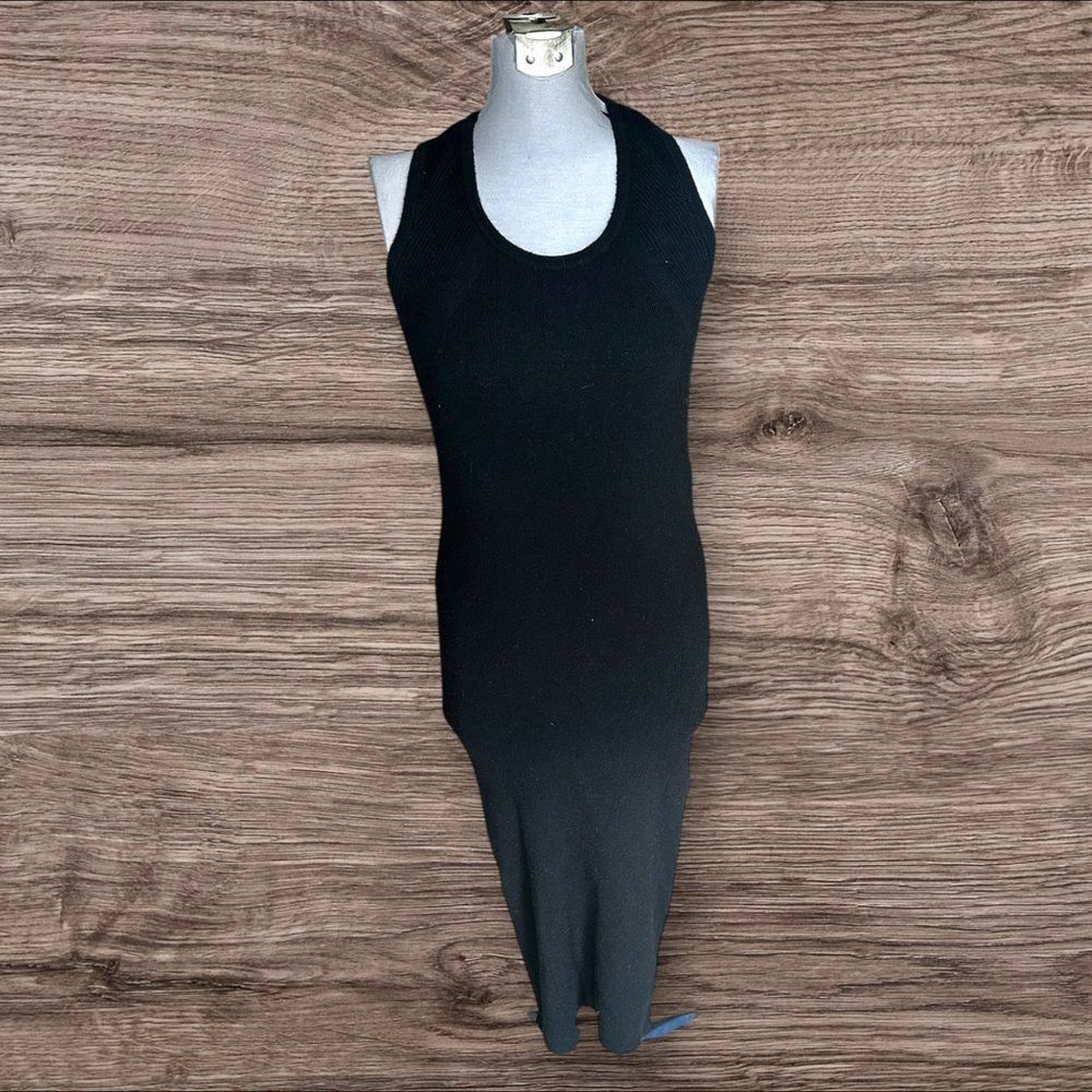 Athleta Sleeveless Knit Maxi Dress – Black & Blue, Size S, wool blend